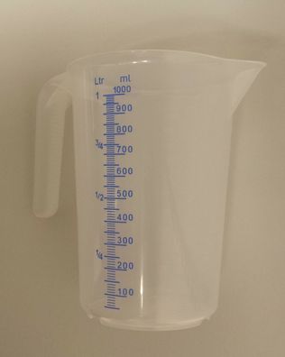Messbecher transparent mit offenem Griff 2 Skalen Kunststoff