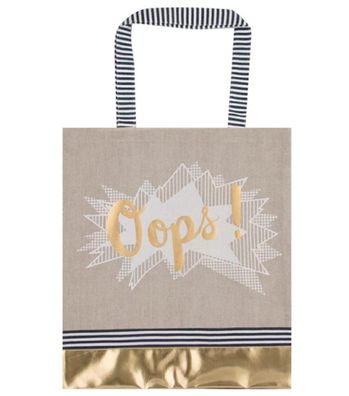 Lieblingstasche OOPS Tasche Einkaufstasche Beutel Bag Stoff gold Spruch Streifen