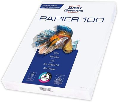 Avery Zweckform 2566 Drucker-/ Kopierpapier (250 Blatt, 100 g/ m², DIN A4 Papier, ...