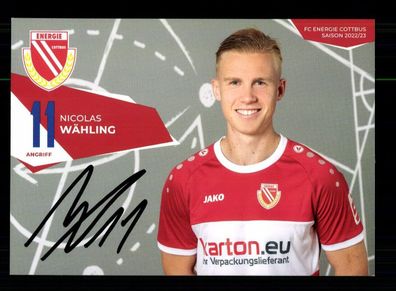 Nicolas Wähling Autogrammkarte Engergie Cottbus 2022-23 Original Signiert