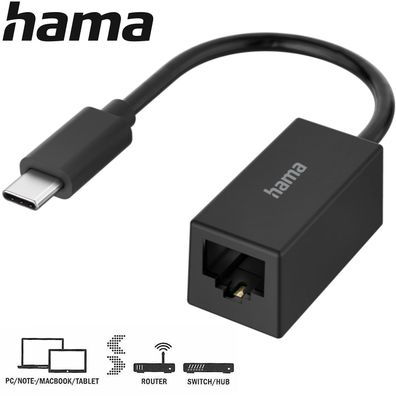 Hama USB-C auf LAN Ethernet Adapter USB-C 3.2 Gen.1 Netzwerk Adapter Router NEU