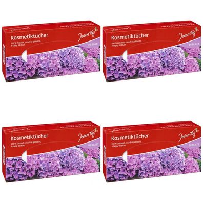4 x JedenTag Kosmetikt?cher Chlorfrei Gebleicht Zellstoff 3-lagig 90 Blatt