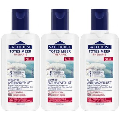 22,83EUR/1l 3 x Salthouse Totes Meer Therapie Shampoo Anti Haarverlust 250ml