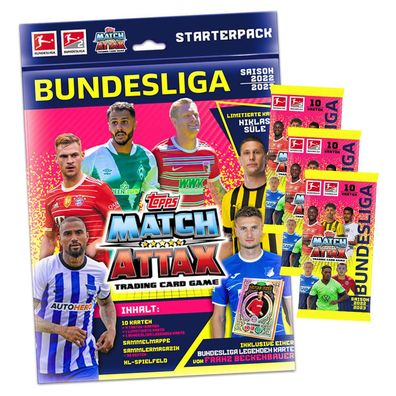 Topps Match Attax Bundesliga Karten Saison 2022/2023 - 1 Starter + 3 Booster Samme...