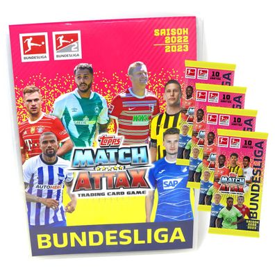 Topps Match Attax Bundesliga Karten Saison 2022/2023 - 1 Mappe + 4 Booster Sammelk...