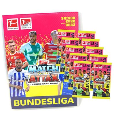 Topps Match Attax Bundesliga Karten Saison 2022/2023 - 1 Mappe + 10 Booster Sammel...