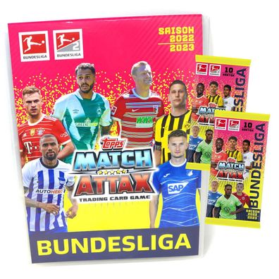 Topps Match Attax Bundesliga Karten Saison 2022/2023 - 1 Mappe + 2 Booster Sammelk...