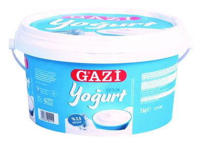 Gazi Ciftlik Joghurt 3x 3kg Großpackung Naturjoghurt 3,5% Fett erfrischend natürlich