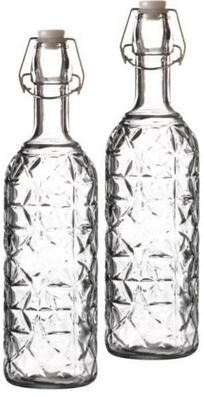 Glas Flasche Sahara 720ml transparent mit Bügelverschluss - 2 Stück