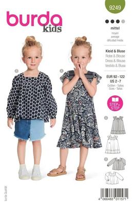 burda style Papierschnittmuster Kleid und Bluse für Mädchen #9249