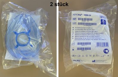 HUM AERObag® - BM06-5V PVC-Beatmungsmaske mit Ventil Größe 5. NEU eingeschweißten OVP