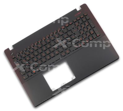 Tastatur DE Schwarz/ Schwarz inkl. Topcase Red Caps für Asus X550IK Serie