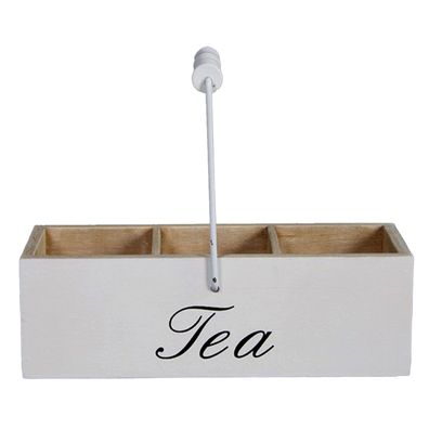 Teekiste Teebox aus Holz "Tea" Landhaus Teedose weiß 22 x 9 x 18 cm