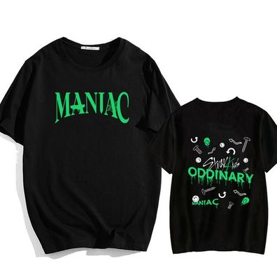Herren Kpop Stray Kids Tee Maniac Periphery T-shirt Fashion Top Fans Geschenk