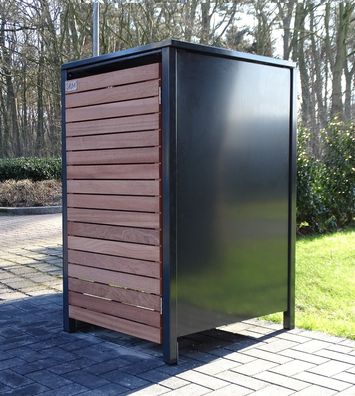 1 Mülltonnenbox für 120 Liter-Mülltonne in Edeldesign Anthrazit / Edelholz