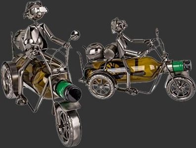 Flaschenhalter aus Metall, Motorradfahrer I, ca. 30 x 21 cm
