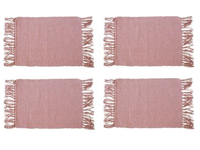 4x Platzsets rosa Fransen | Untersetzer Platzdeckchen Tischset Unterlage 40cm
