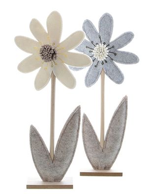 2er Set Aufsteller Blume Filz | Blumen Dekofigur Dekoobjekt Filzblume | 16x35 cm