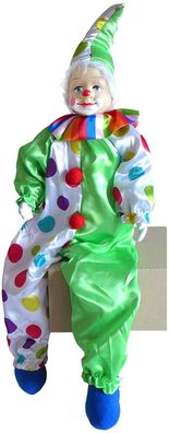 Großer Kantenhocker grün-weiß 76 cm Clown bunt Karneval Kantensitzer Figur Clown