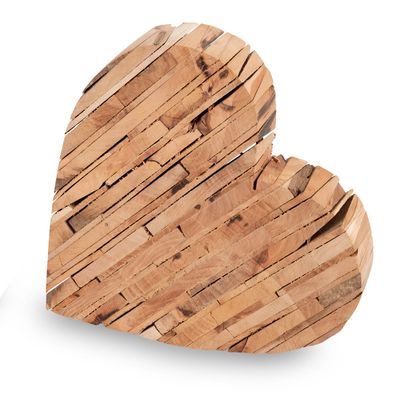 Herz liegend aus Pfirsich Holz | Dekoobjekt aus Holzstücken Holzherz | 19x19 cm