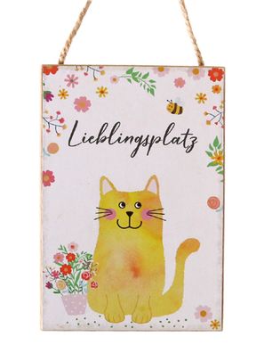 Schild Katze | Lieblingsplatz | Dekohänger Hängedeko Hänger | 10x15 cm (Gr. Mittel)