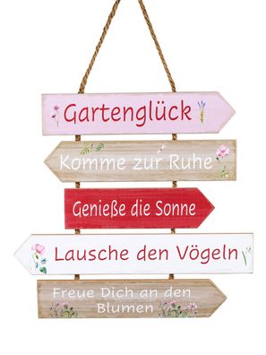 Holzschild Gartenglück | Schild Türschild | Hänger Hängedeko Gartendeko | 48 cm