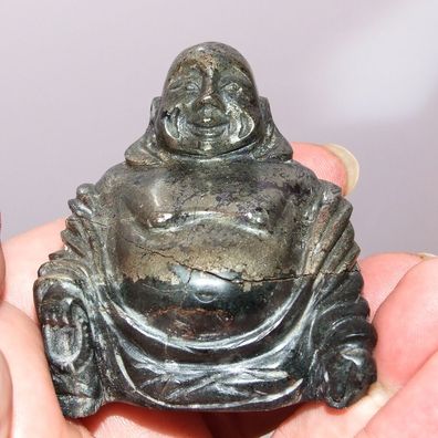Außergewöhnlicher Pyrit Buddha - 5,4 cm; 146 g - Antik - Handarbeit