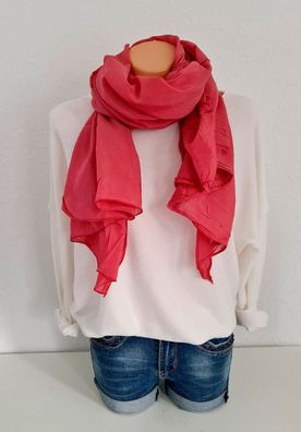 Italy Blogger Schal Tuch Halstuch Seide/ Baumwolle asymetrisch einfarbig mattes Pink