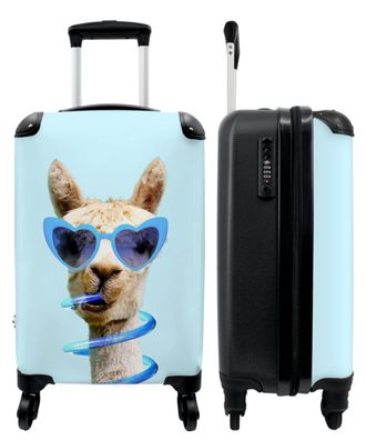 Koffer - Handgepäck - Lama - Sonnenbrille - Blau - Tier - Trolley - Rollkoffer -