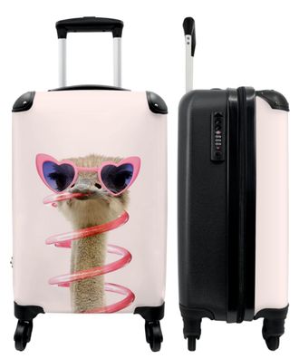 Koffer - Handgepäck - Strauß - Sonnenbrille - Rosa - Tiere - Trolley - Rollkoffer -