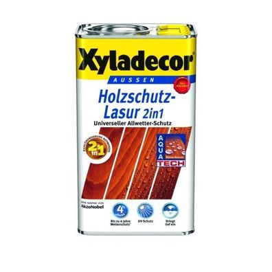 Xyladecor Holzschutz-Lasur " 2in1", Wetterschutz 5 L, grau