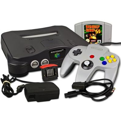N64 Konsole + Controller + Donkey Kong 64 + Expansions Pak
