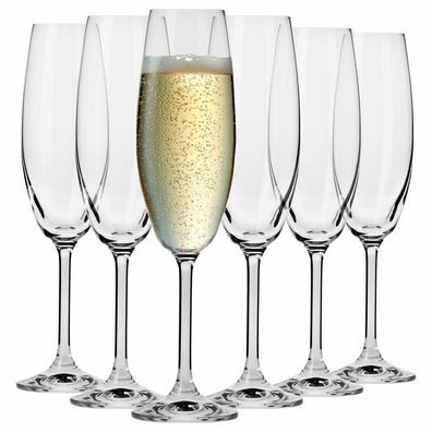 Krosno Gläser für Champagne Prosecco Sektflöte | Set 6 | 210 ml | Spülmaschine