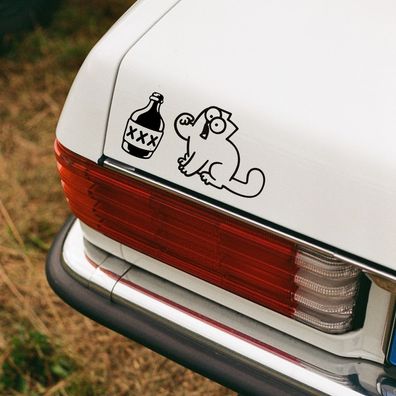 Auto Aufkleber "Simon´s Cat Alkohol" Katze Vinyl Fun Sticker #0187