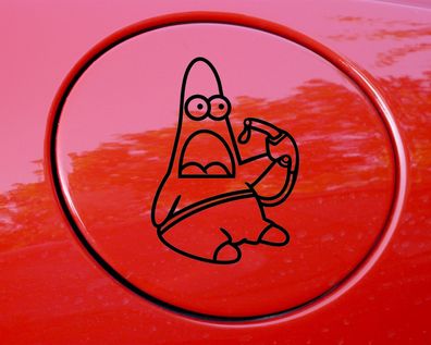 Auto Aufkleber "Patrick Tanken" Spongebob Tankdeckel Vinyl Sticker #0164