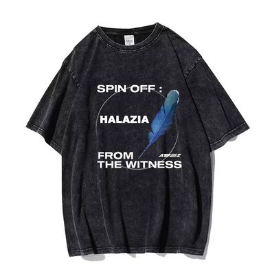 Herren Damen Tshirt Kpop ATEEZ Vintage Tee Hongjoong Yunho Buchstaben Druck Top