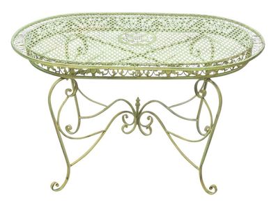 Gartentisch 135cm Eisen Tisch Schmiedeeisen Gartenmöbel grün antik Stil