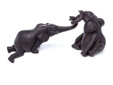 Elefantenpaar aus Kunstharz Elefant Figur Skulptur sculpture elephant wildlife