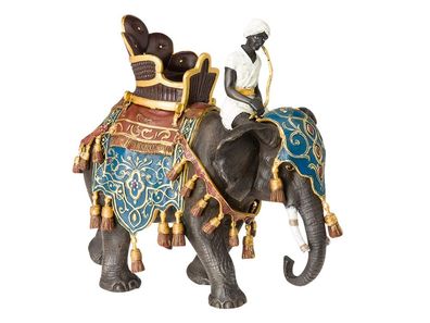 Bronzeskulptur Elefant mit Reiter Indien Skulptur Bronze Antik-Stil 25cm