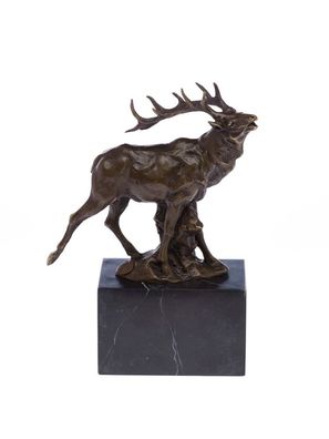 Bronze röhrender Hirsch Bronzeskulptur Figur Skulptur Jäger Jagd sculpture deer