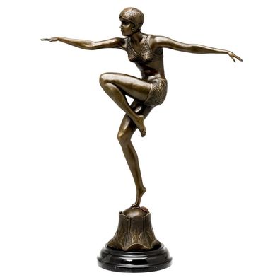 Bronzefigur Tänzerin Con Brio nach Ferdinand Preiss Bronze Art deko antik Stil