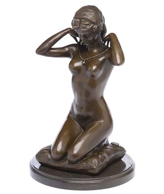 Bronzefigur kniende Frau nach Paul Ponsard Bronze Skulptur 31cm Replik Kopie
