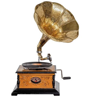 Nostalgie Grammophon Gramophone Dekoration mit Trichter Grammofon Antik-Stil (h)