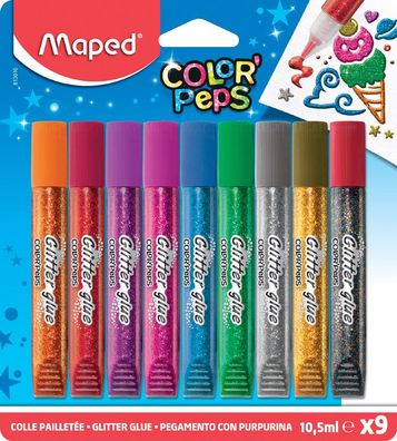 Maped Glitzerkleber COLOR'PEPS 9 x 10,5 ml Blisterkarte