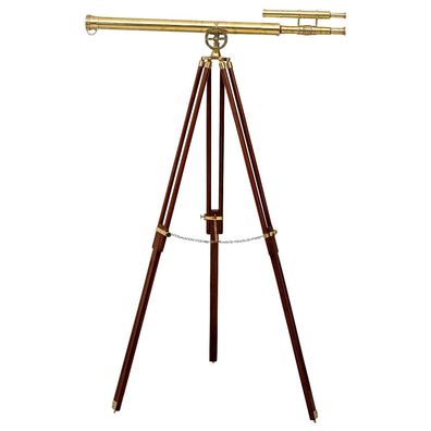 Doppel-Teleskop Fernrohr Fernglas Messing mit Holz-Stativ 160cm Antik-Stil