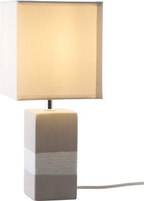 Nino Leuchten Tischlampe Creto Keramik Textil in Grau-Weiß moderner Schirm 1-flammig