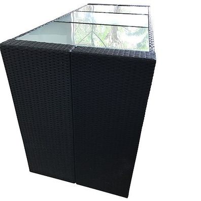 Bartisch Davos Polyrattan schwarz Tischplatte Glas