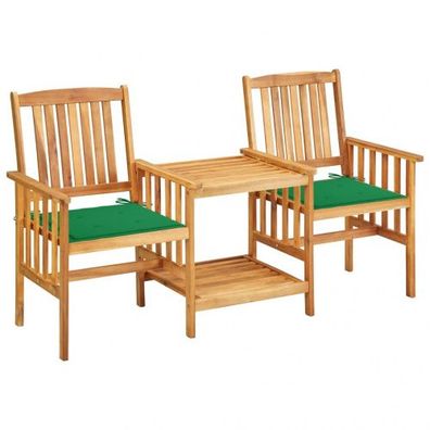 Gartenstühle Urs mit Teetisch und Kissen Akazie Massivholz