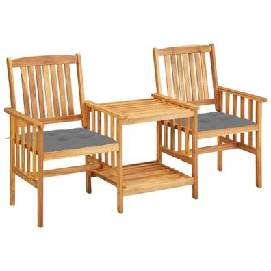 Gartenstühle Uschi mit Teetisch und Kissen Akazie Massivholz