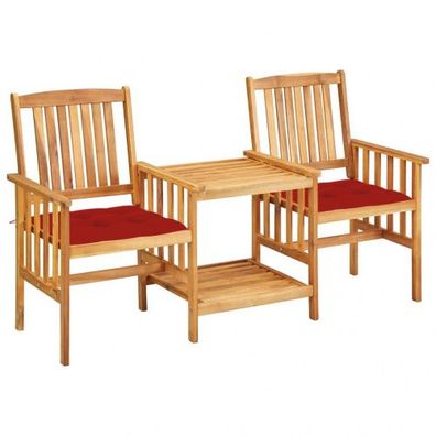 Gartenstühle Uta mit Teetisch und Kissen Akazie Massivholz